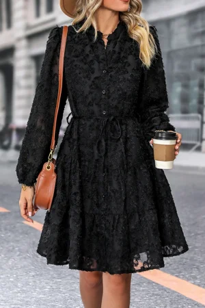 JIM & NORA Autumn Maxi Dress For Women Casual Hollow Crochet Bohemian Long-Sleeve Loose Beach Robe Ladies Holiday Fall Vestidos