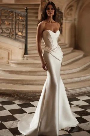 Luminous Mermaid Wedding Dresses Elegant Sweetheart Collar Bridal Gowns Sleeveless Backless Princess Vestido De Novia Customized